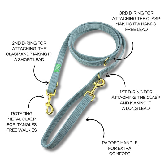 Multifunctional Dog Lead - Cotton Candy Corduroy