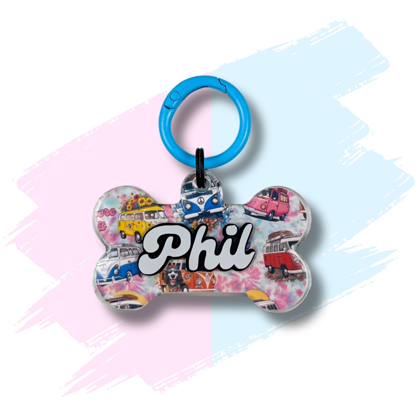 Dog Resin ID Tag - Hippie Van Life (Harness Match)