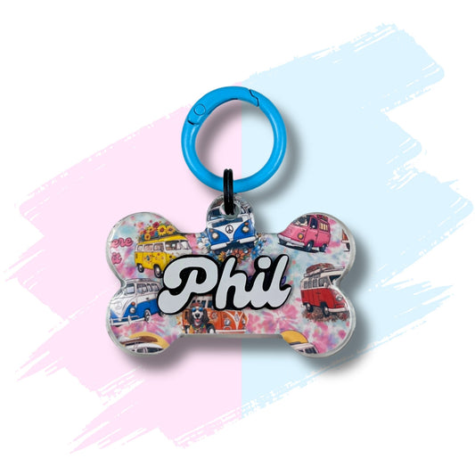 Dog Resin ID Tag - Hippie Van Life (Harness Match)