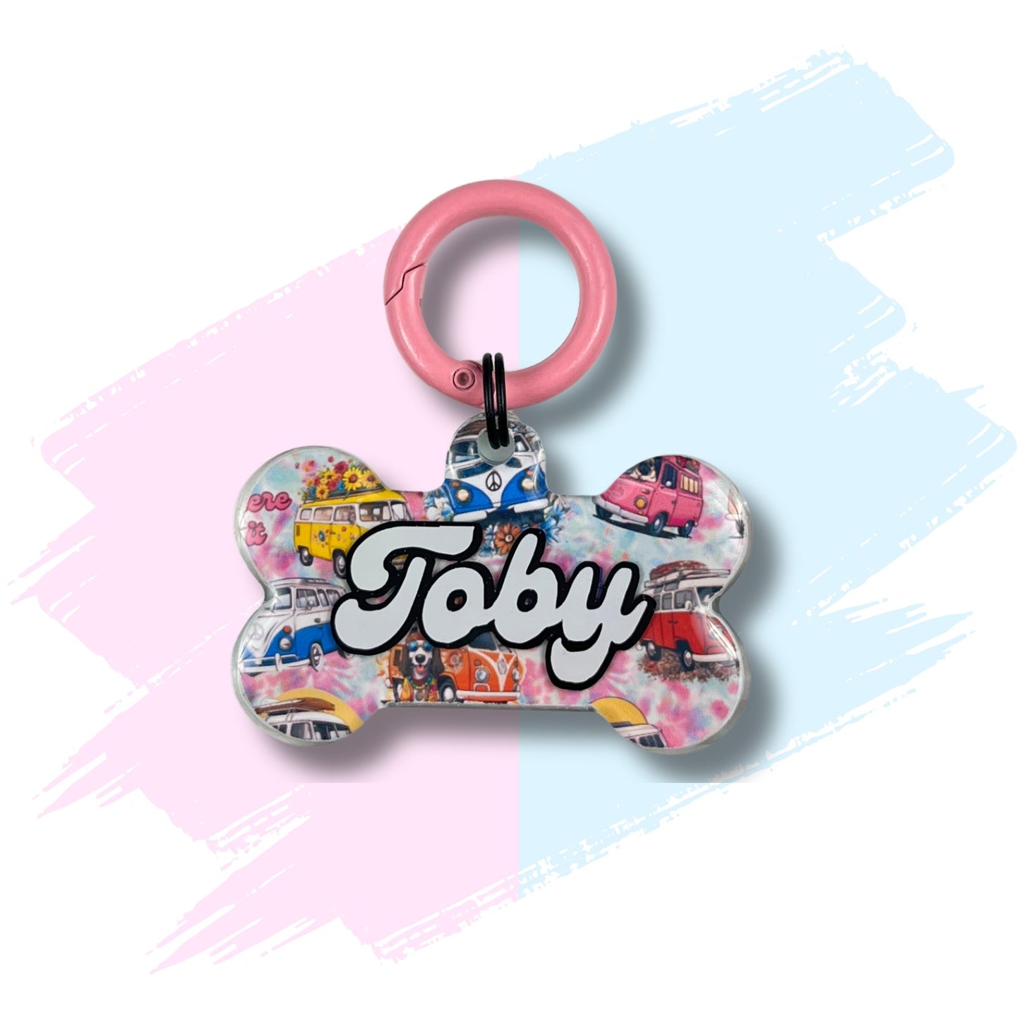 Dog Resin ID Tag - Hippie Van Life (Harness Match)